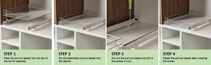 Pull Out Cabinet Organiser, Heavy Duty Slide Out Food Cupboard Shelf for Home, Kitchen, Bathroom, 14 inches W x 21 inches D
