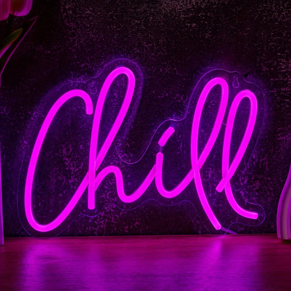 Chill LED Neon Light USB Powered Neon Signs Night Light For Game Room Bedroom Living Room Decor Lamp Signs 3D Wall Art Christmas