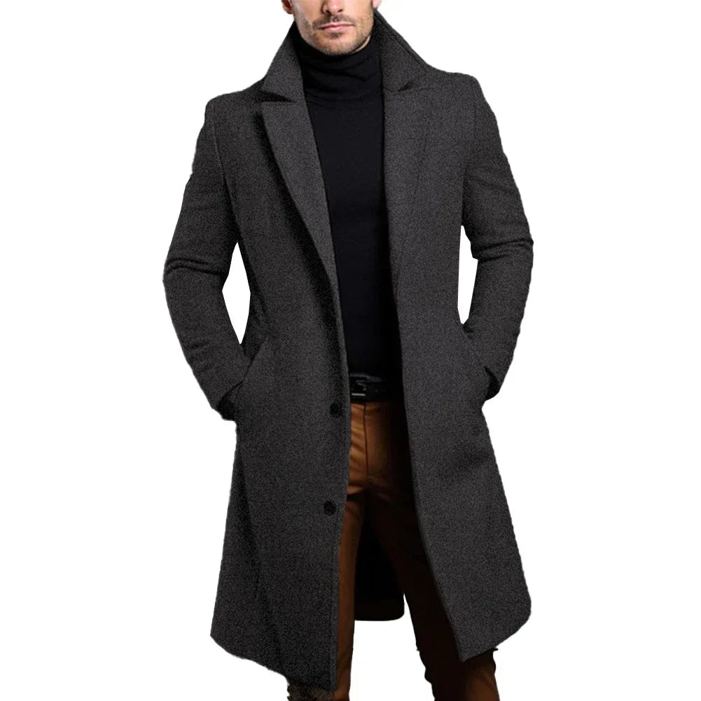 Warm And Comfortable Black Trench Coat For Men