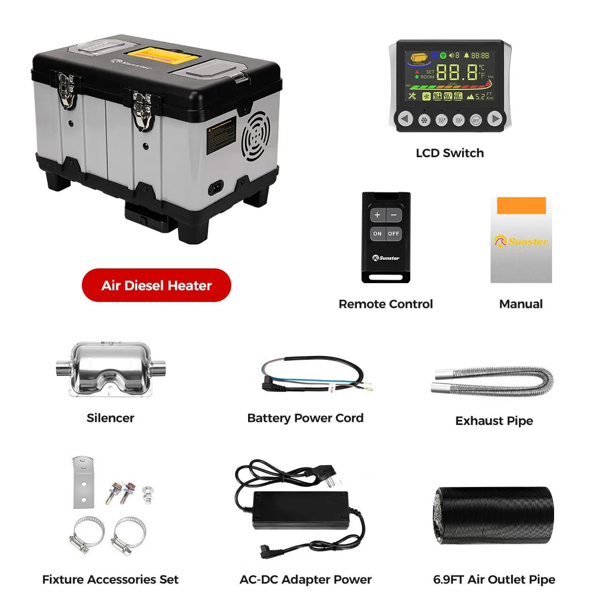 8KW 12V/24V/110-240V toolbox TB10 diesel air heater LCD & bluetooth with Altitude Mode parking heater for cars RV camper tent