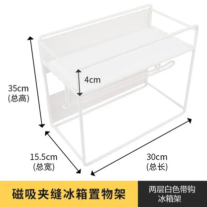 Magnetic Spice Rack Refrigerator Kitchen No Drill Hanging Multi Layer Storage Organizer Pull Out Side Mount Shelf