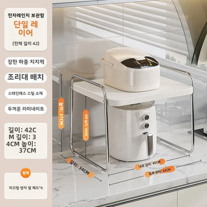 Stainless Steel Pull out Kitchen Countertop Storage Rack Multi Functional Microwave Oven Rice Cooker Oven Organizer Shelf