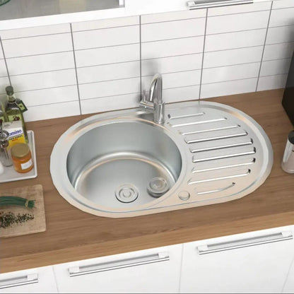 Stainless Steel Single Kitchen Sink Modern Catering Topmount