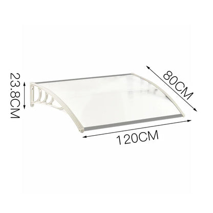 Door Canopy Awning Window Rain Snow Shelter Curved Sheet, White 120CM