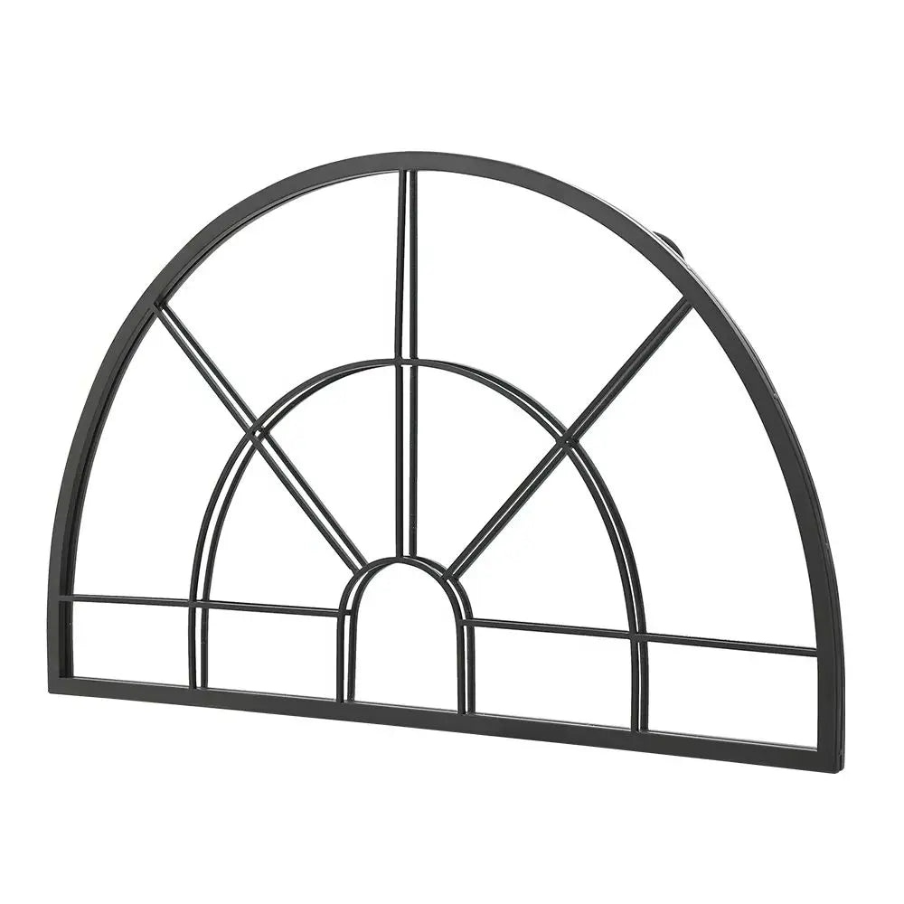 Black Window Pane Half Circle Wall Mirror