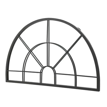 Black Window Pane Half Circle Wall Mirror