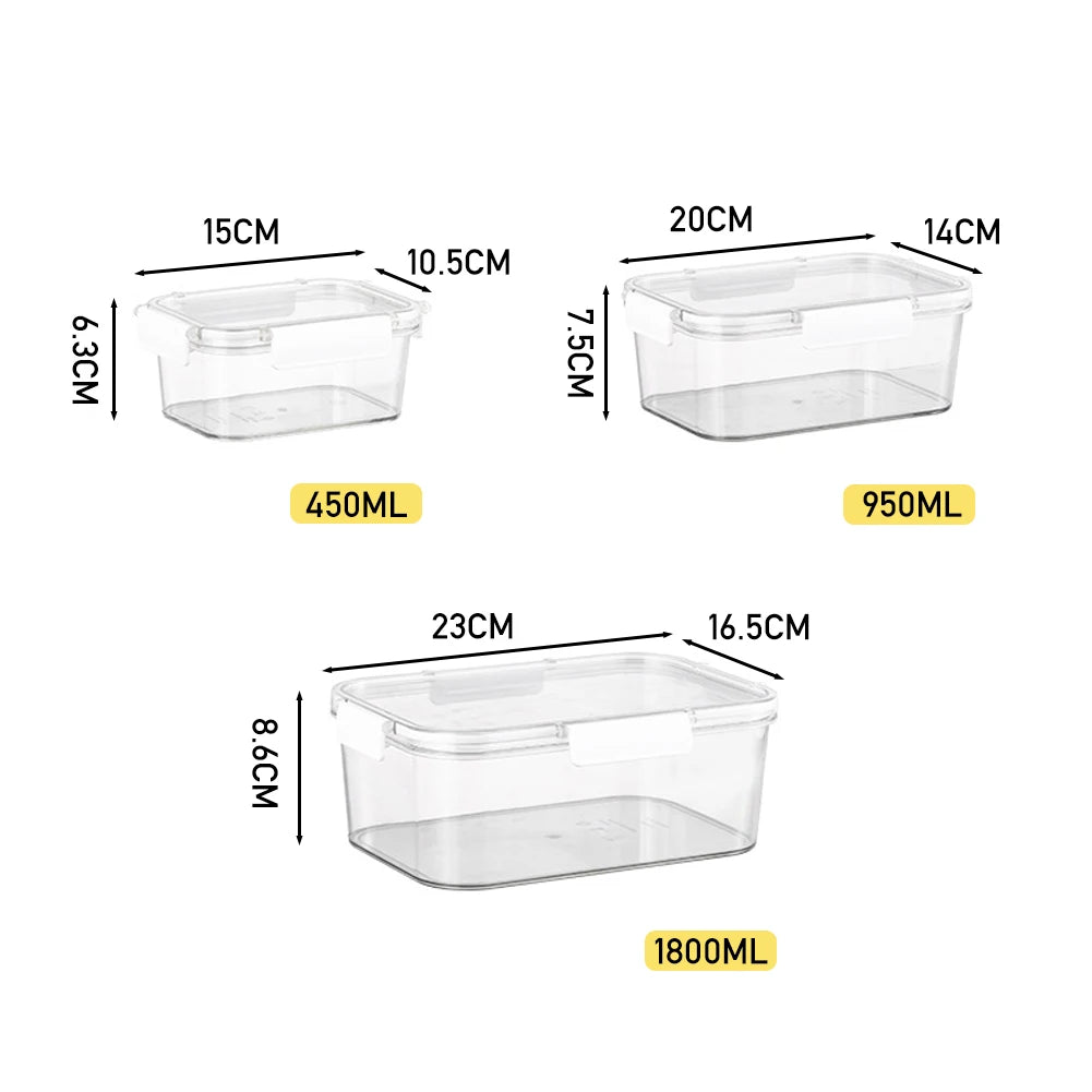 Livingandhome 3Pcs Transparent Stackable Bento Lunch Box Set