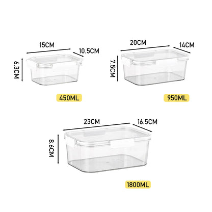 Livingandhome 3Pcs Transparent Stackable Bento Lunch Box Set