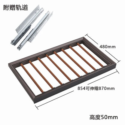 Wardrobe jewelry leather storage box grid cloakroom pull-out type built-in multi-functional telescopic pants rack pull basket ac