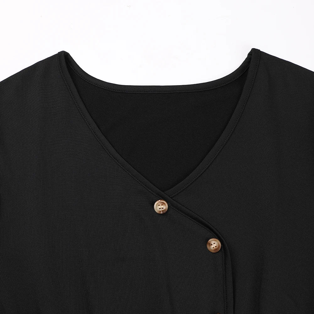 Chic Black Long-Sleeved Top for Women -