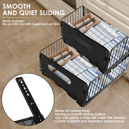 Pull Out Cabinet Organizer Shelf Kitchen Cabinet Cutlery Seasoning Bottle Spice Storage Rack Carbon Steel Slide Out Shelf