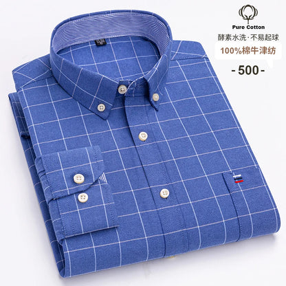 S-7XL Plus Size New Men's 100% Cotton Oxford Shirts