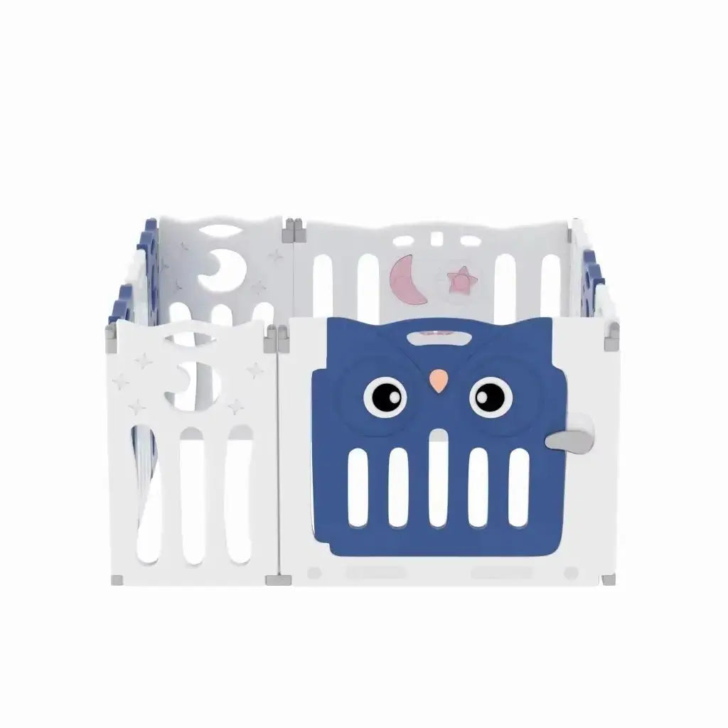 Kids Child Playpen Foldable Safety Gate Fence with Lock, Blue 10 Panels