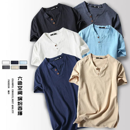 Japanese Linen Short-Sleeved T-Shirts