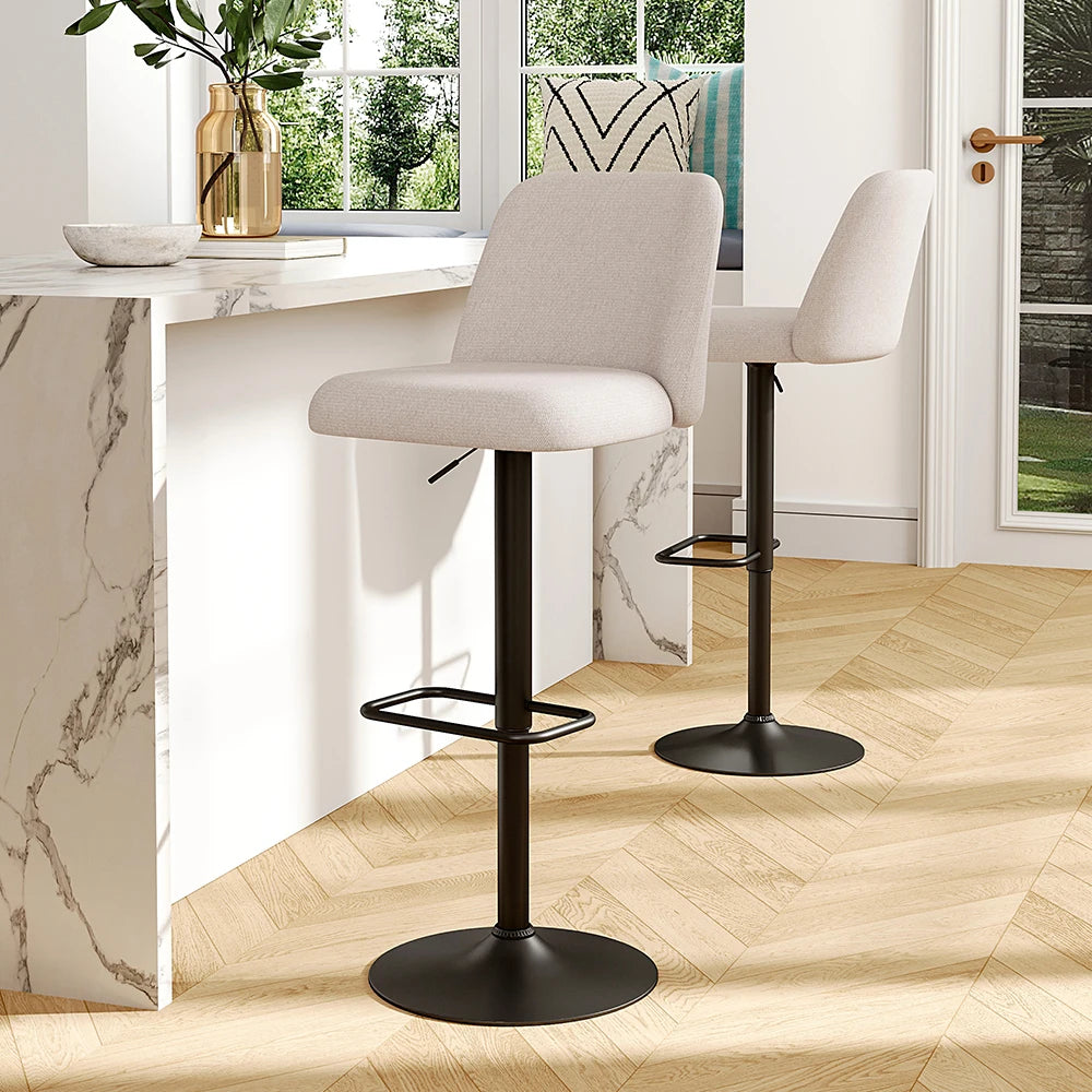 Livingandhome 2 Set Swivel Counter Bar Stools with Mid Backrest
