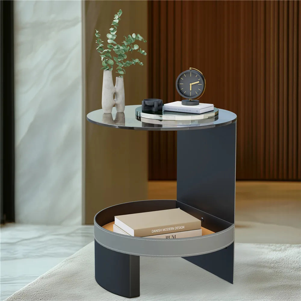 Wisfor Glass Coffee Tables for Living Room Round Coffee Tables Modern Circle Coffee Table for Small Space Home