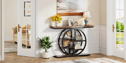 Console Table, 39.4-Inch Entryway Table with Thickened Tabletop, 4- Tier Industrial Narrow Hallway Sofa Table