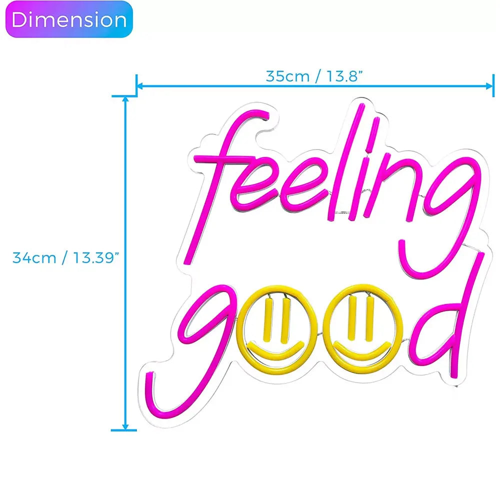 Feeling Good Neon Sign LED Neon Lights for Bedroom Wall Decor Room, Home Bar Party Decoration Pink Neon Light Art Gift for Girl