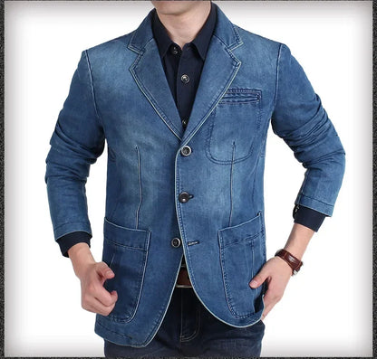 Mens Denim Slim Fitting Blazer Coats