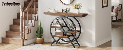Console Table, 39.4-Inch Entryway Table with Thickened Tabletop, 4- Tier Industrial Narrow Hallway Sofa Table