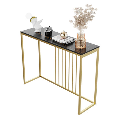 Modern Accent Console Marble Table Gold Metal Frame Storage Display Shelf Narrow Table for Hallway Entryway Living Room Entrance