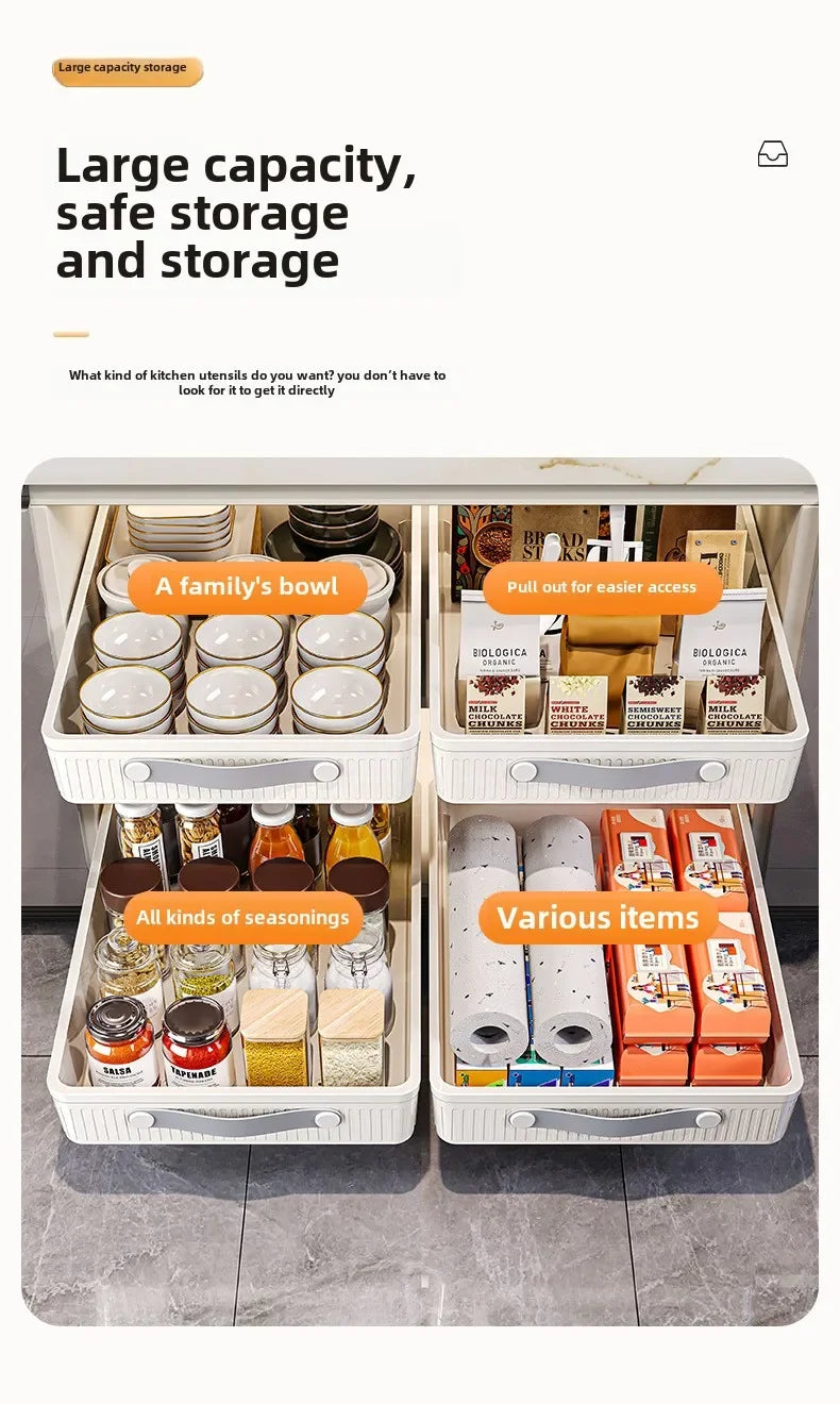 Kitchen Storage Rack with Slide Rails Pull Out Cabinet Organizer Drawer Storage Tray Spice Jars Storage Rack Kitchen