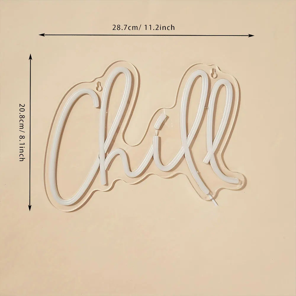 Chill LED Neon Light USB Powered Neon Signs Night Light For Game Room Bedroom Living Room Decor Lamp Signs 3D Wall Art Christmas