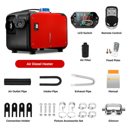 Sunster 8KW Diesel Air Heater All in One 12V Universal Car Parking Heater LCD  Remote Control  For Car Trailer Truck