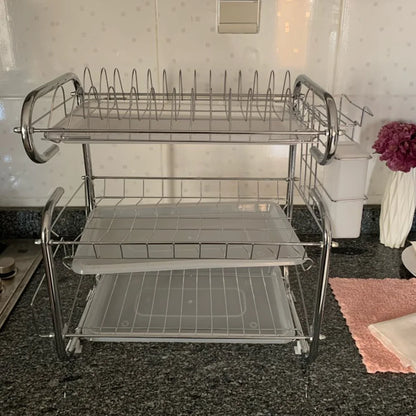 3 Tier Kitchen Chrome Storage Rack with Sink Rack Drip Tray