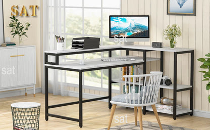 Computer Gaming Desk Reversible L Shaped Modern Wooden Office Desk