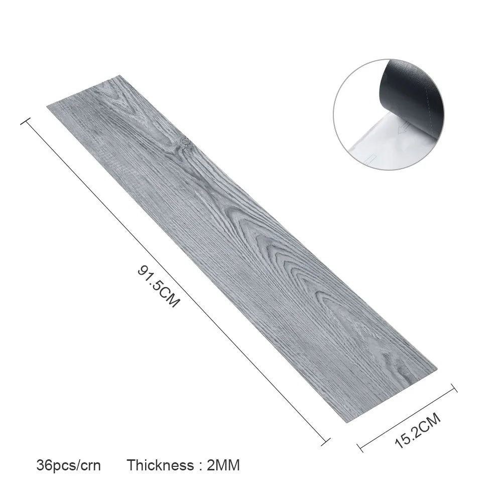 Livingandhome 36pcs Rustic Lifelike Wood Grain Self-adhesive PVC Flooring Laminate Flooring Planks for Home Decor