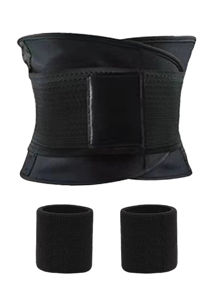 Home Gym Back Support Workout With Sweatbands For Women Weight Loss Waist Trimmer Belly Fat Fitness Trainer Black Slimming