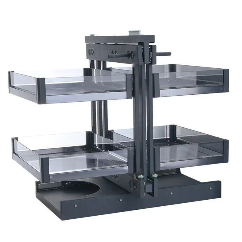 Hot Selling Kitchen Universal Blind Corner Swing Tray Pull Out Cabinet Magic Corner Glass Grey Basket Aluminum