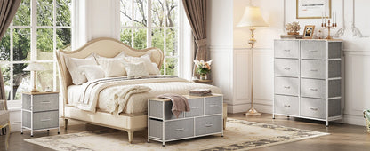 Chest of Drawers,5 Fabric Drawers Cabinet with Easy Pull Handle,Wood Top and Sturdy Steel Frame for Bedroom,Living Room