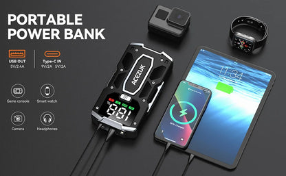 12800mAh Car Jump Starter Portable Power Bank Car Battery Booster 12V Car Starting Device for Petrol 7.0L Diesel 5.5L