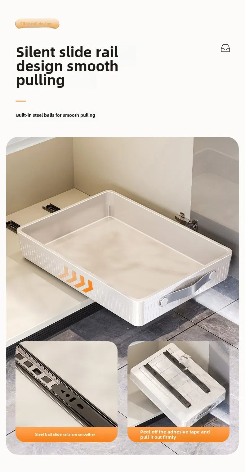 Kitchen Storage Rack with Slide Rails Pull Out Cabinet Organizer Drawer Storage Tray Spice Jars Storage Rack Kitchen