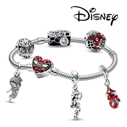 Disney 925 Sterling Silver Bracelet Moments Sparkling Mickey Mouse Heart Clasp Snake Chain Bracelet for Women DIY Charms Beads