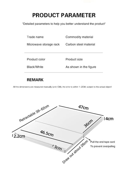 Microwave Storage Rack Bottom Retractable Bracket Drawer Oven Push Pull Divider Kitchen Cook Tray Table Plate Pot Holder