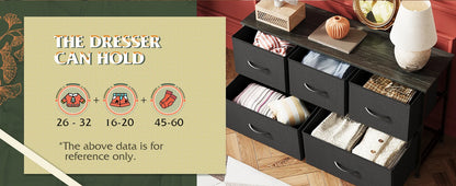 Chest of Drawers,5 Fabric Drawers Cabinet with Easy Pull Handle,Wood Top and Sturdy Steel Frame for Bedroom,Living Room