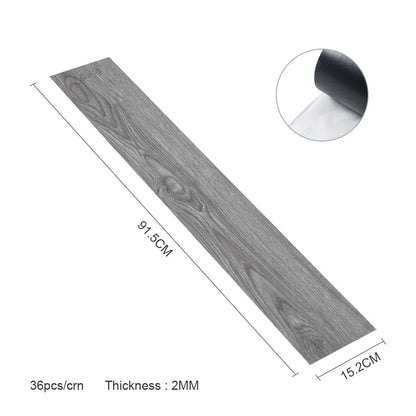 Livingandhome 36pcs Rustic Lifelike Wood Grain Self-adhesive PVC Flooring Laminate Flooring Planks for Home Decor