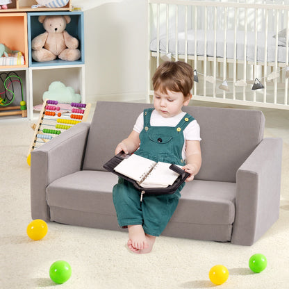 GOFLAME 2-in-1 Toddler Fold out Couch, Convertible Sofa to Lounger with Soft & Machine Washable Sofa Cover