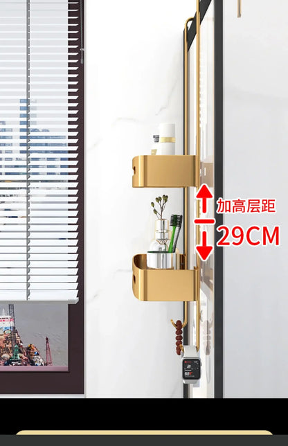 Pull Gold Shower Room Frame Large Capacity Bathroom Double Layer Hanging Basket Without Perforated Wall Hanging Receive Hook