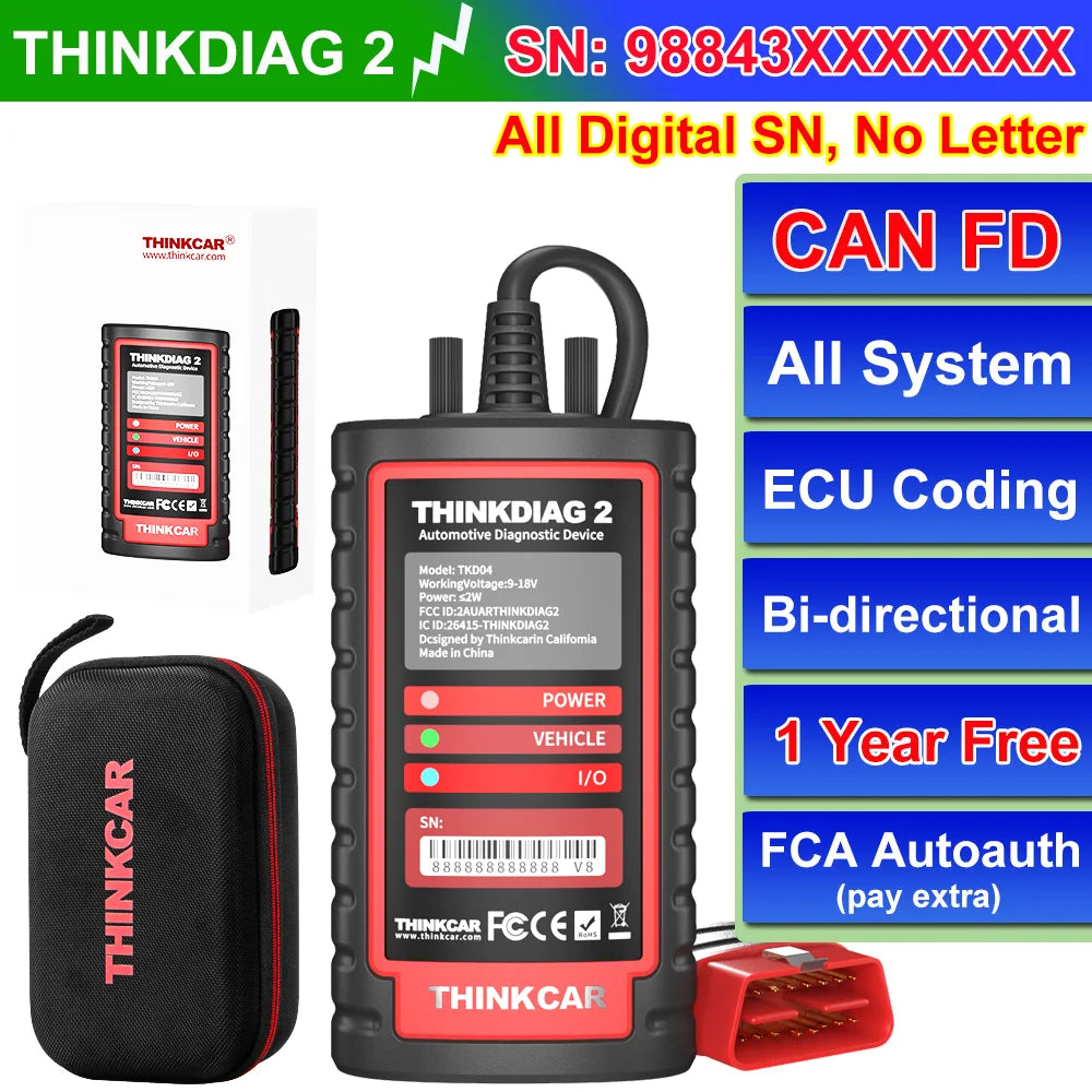 KINGBOLEN Ediag Plus, THINKCAR THINKDIAG 2 CANFD ALL System ECU Coding Active Test 16 Reset OBD2 Scanner Car Diagnostic Tools