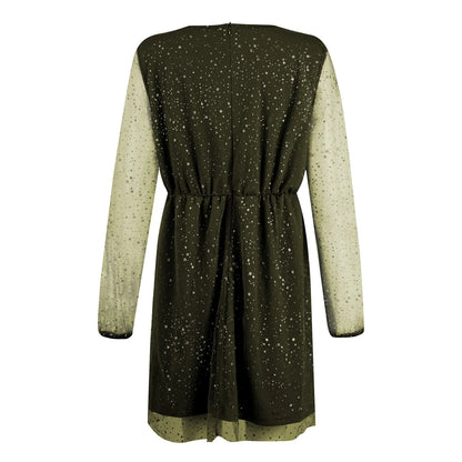 Sexy V-Neck Lace Slim Ruffles Dress