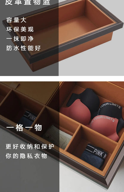 Wardrobe jewelry leather storage box grid cloakroom pull-out type built-in multi-functional telescopic pants rack pull basket ac