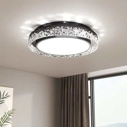 Round Acrylic Flush Mount LED Ceiling Light Whire and Black Modern Light