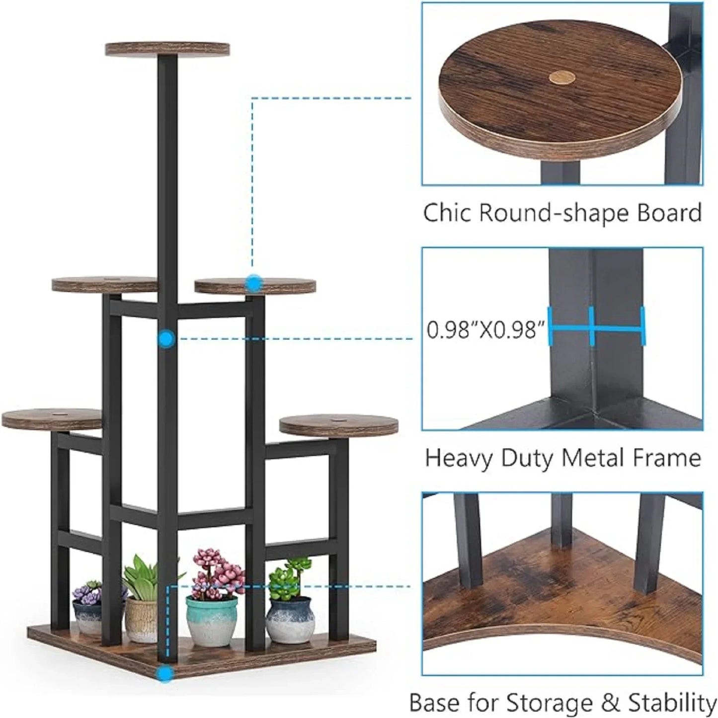 Corner Plant Stand Indoor, 6 Tiered Plant Shelf Flower Stand, Tall Multiple Potted Plant Holder