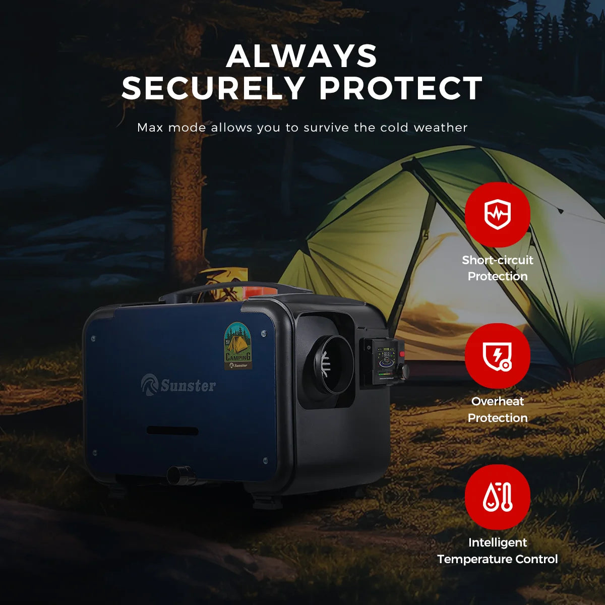 8KW 12V&24V portable Diesel Air Heater bluetooth App & Remote Control Ultra quiet Night Heater for RV car campervan tent home