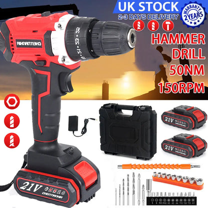 21V Cordless Impact Drill Electric Screwdriver Electric Hammer Drill Mini Wireless Hand Drill  Home DIY Electric Power Tools