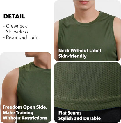 TURLAT Men's Workout Tank Tops Quick Dry Sleeveless Shirts for Men